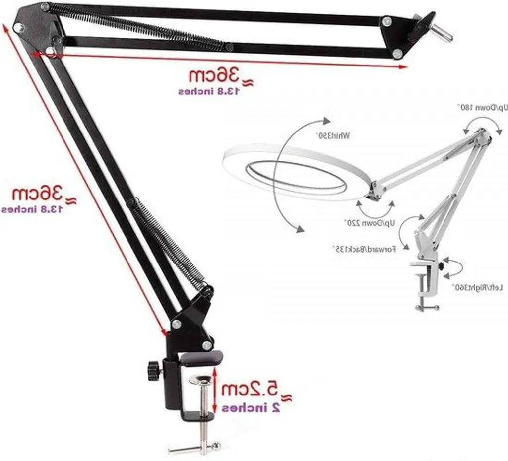 Anneau lumineux LED de bureau avec support flexible et connexion USB
