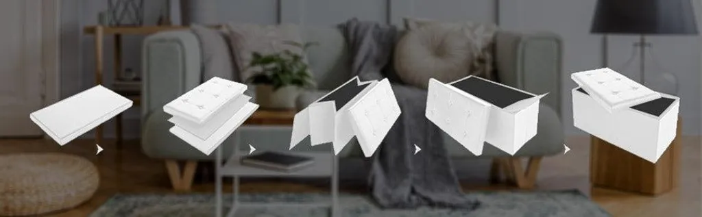 Banc de rangement en MDF blanc 80 x 40 x 40 cm pliable pour salon - 2