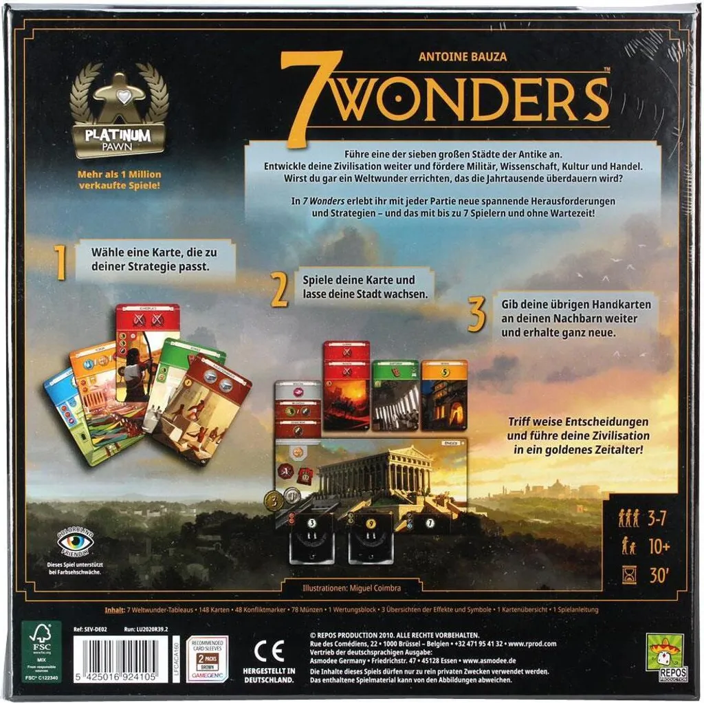 7 Merveilles le Jeu de Plateau Idéal pour Jouer de 3 à 7 Joueurs