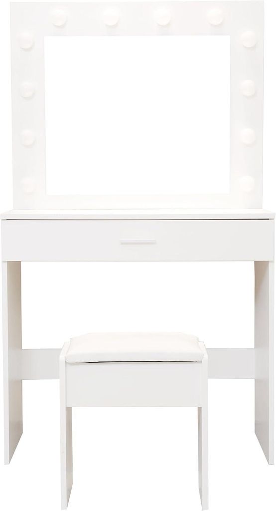 INLEA Schminktisch LARIX mit Hocker, LED-Beleuchtung Produktbild 