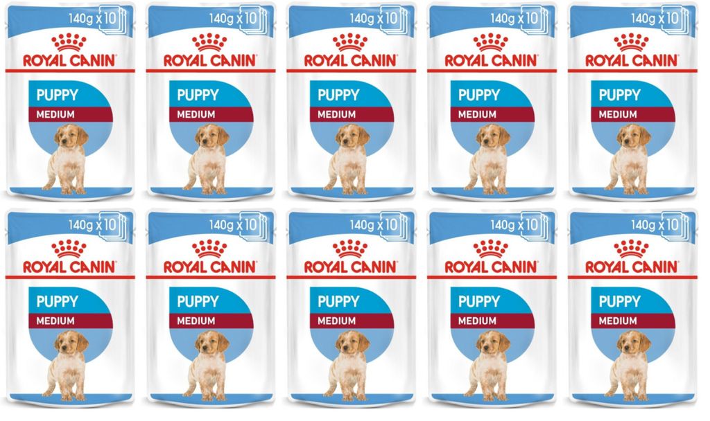 Royal Canin Puppy Medium - Nassfutter für mittelgroße Welpen bis zu 12 Monaten in Sauce, 10 Beutel à 140g
