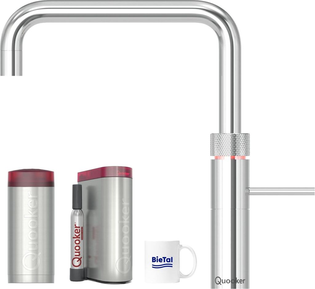 Quooker Fusion Square verchromt COMBI Reservoire kühles sprudelndes Wasser CUBE