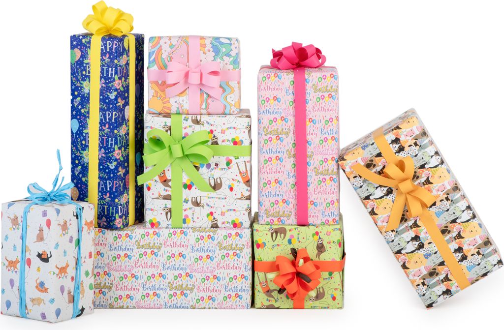 Geschenkpapier Katzen mit Partyhüten Motiv 70cm x 2m Rolle Produktbild 3