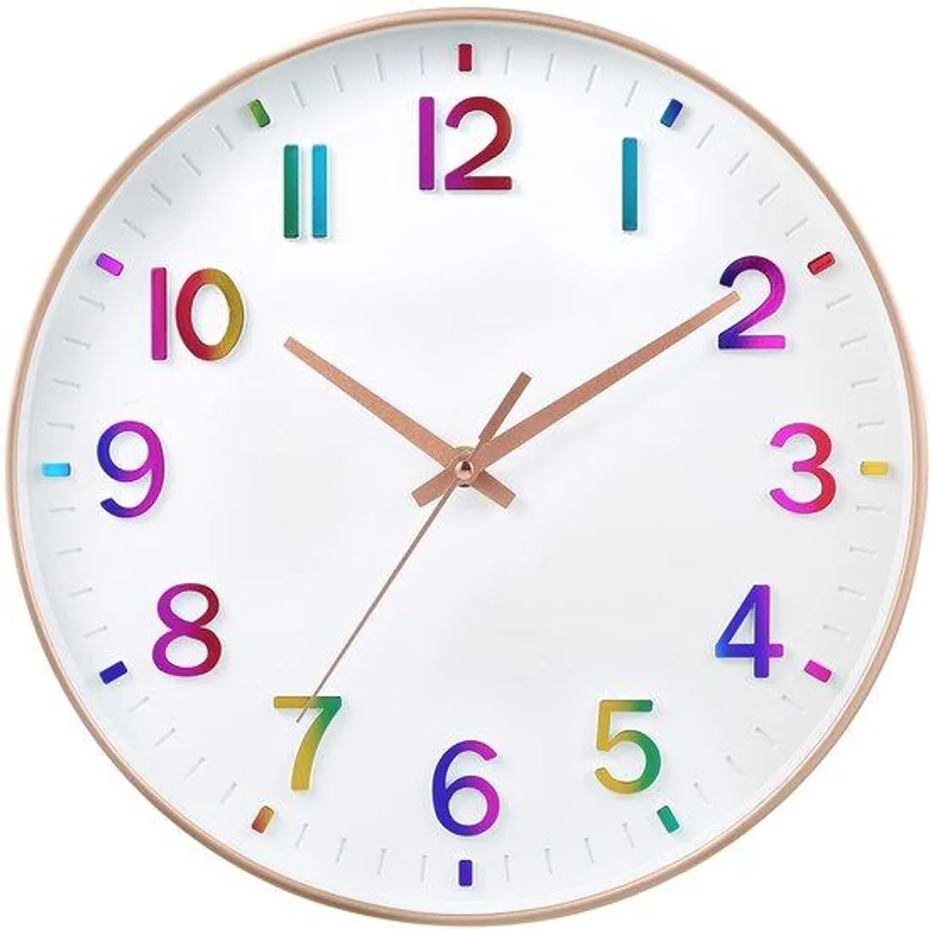 Horloge murale pour salon et bureau design moderne or rose 30cm