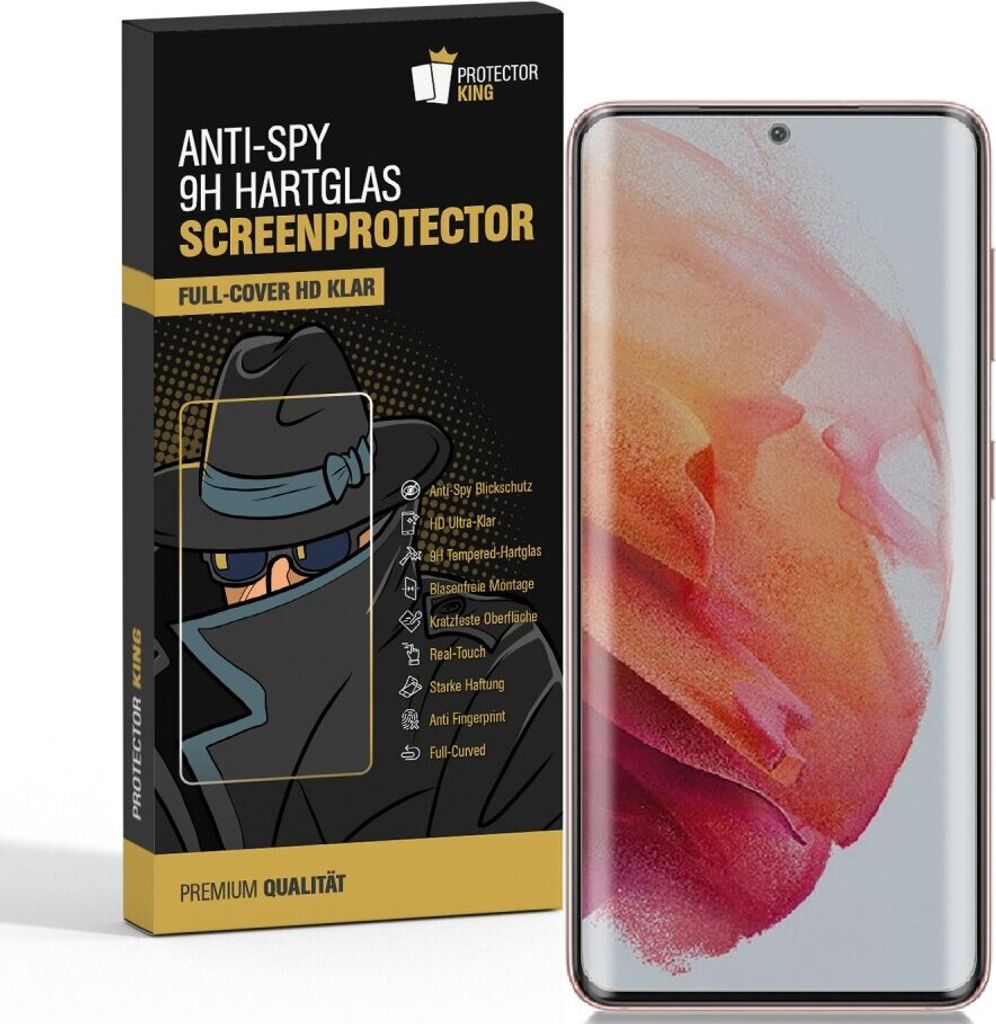 2x 9H Hartglas für Samsung Galaxy S21 Ultra FULL CURVED Privacy ANTI-SPY Panzerfolie Displayschutz HD Schutzfolie Schutzglas Panzerglas Blickschutz
