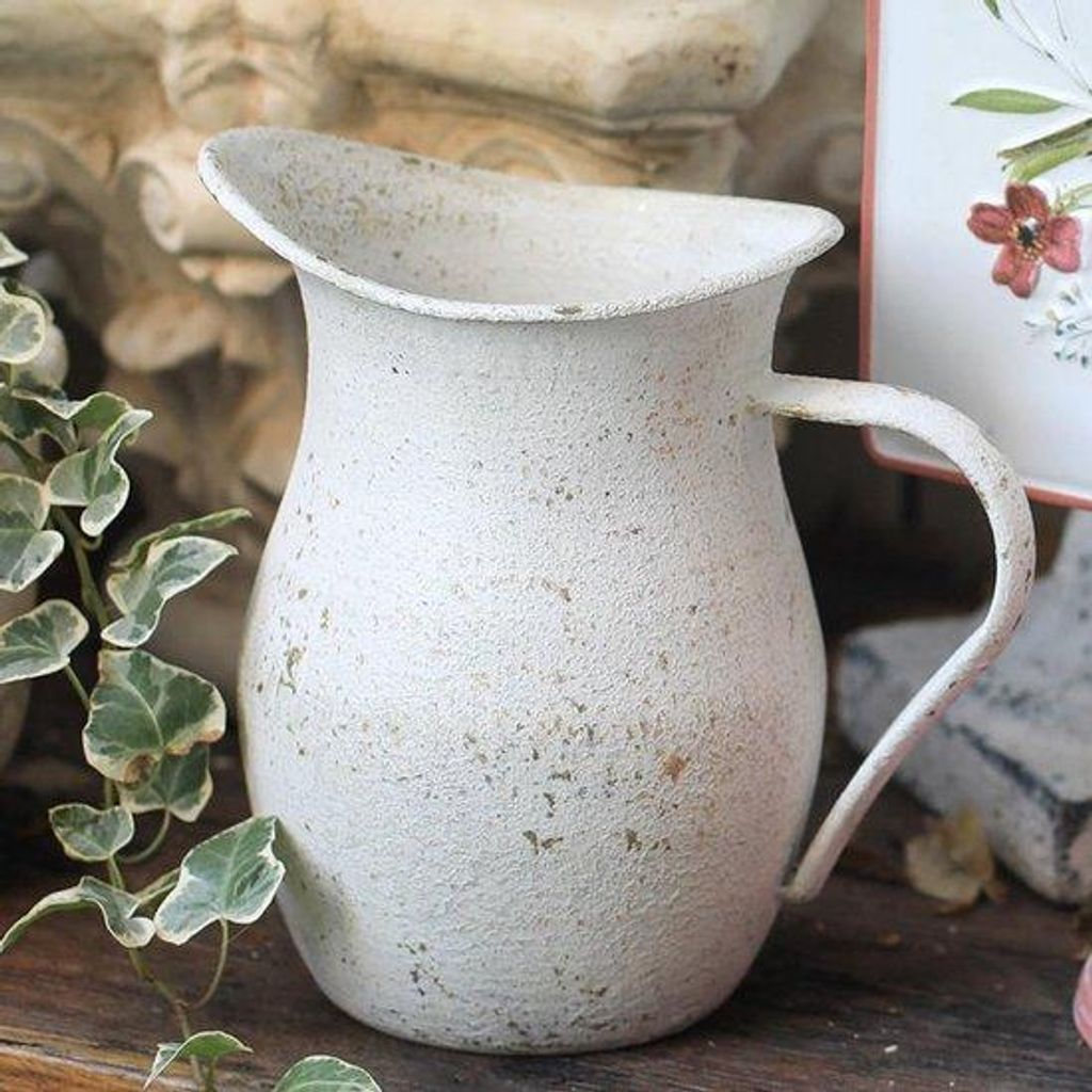 Grosse rustikale Vintage-Metallvasen kleine Blumenkrüge für Blumen rustikale Deko-Kan aus Metall