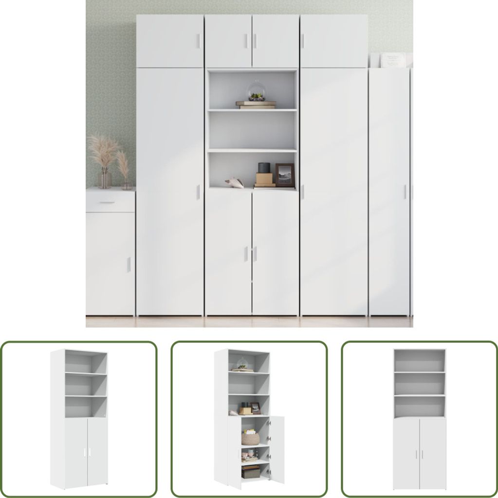 The Living Store Highboard Weiß 70x42,5x185 cm Holzwerkstoff