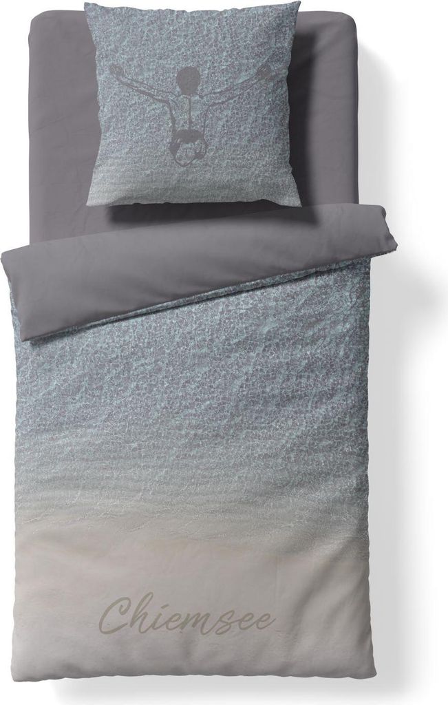 Chiemsee Renforcé-Bettwäsche-Garnitur JUMPER, Farbe Aqua, Größe 135x200 + 80x80 cm