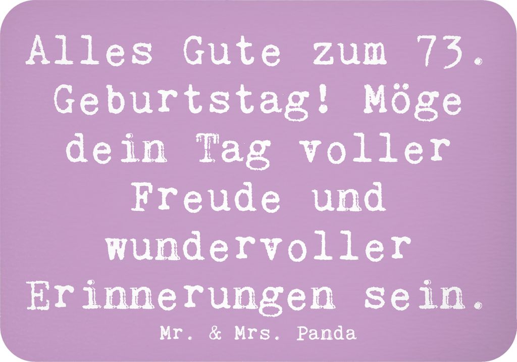 Mr. & Mrs. Panda magnet Spruch 73. Geburtstag Freude - Lavendeltraum - Geschenk, Kühlschrankmagnet, Glückwunsch, besonderer Tag, Erinnerungen, ei...
