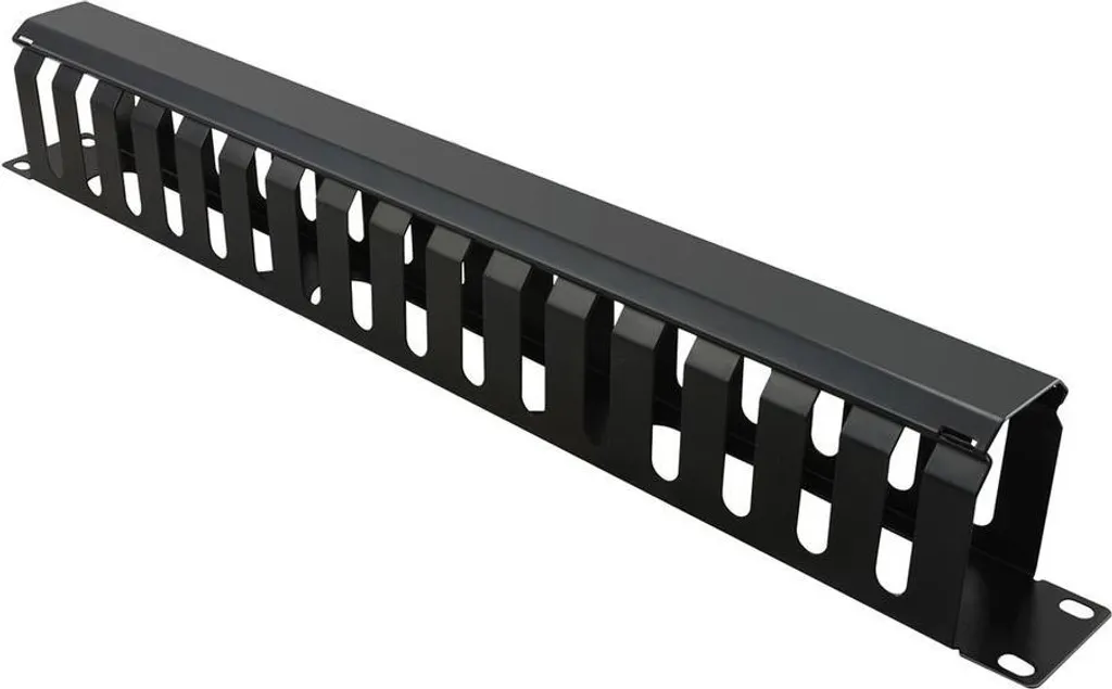 Guide-câble Horizontal 1U pour Baie Réseau avec Capot Amovible Noir