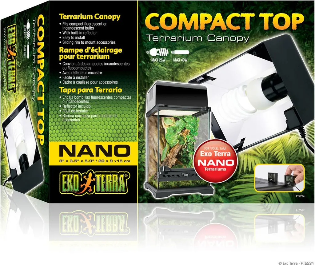 Couvercle Exo Terra Compact Top Nano avec réflecteur pour ampoule E27