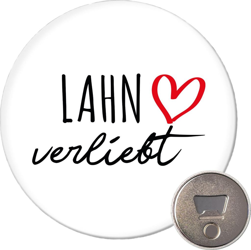 Huuraa Magnet Lahn verliebt 59mm Kühlschrankmagnet rund Flaschenöffner Geschenkidee