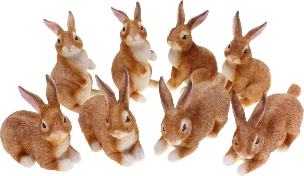 8 kleine Hasen braun H5-8cm im Set Polyresin Osterhase Krippe Streudeko Ostern
