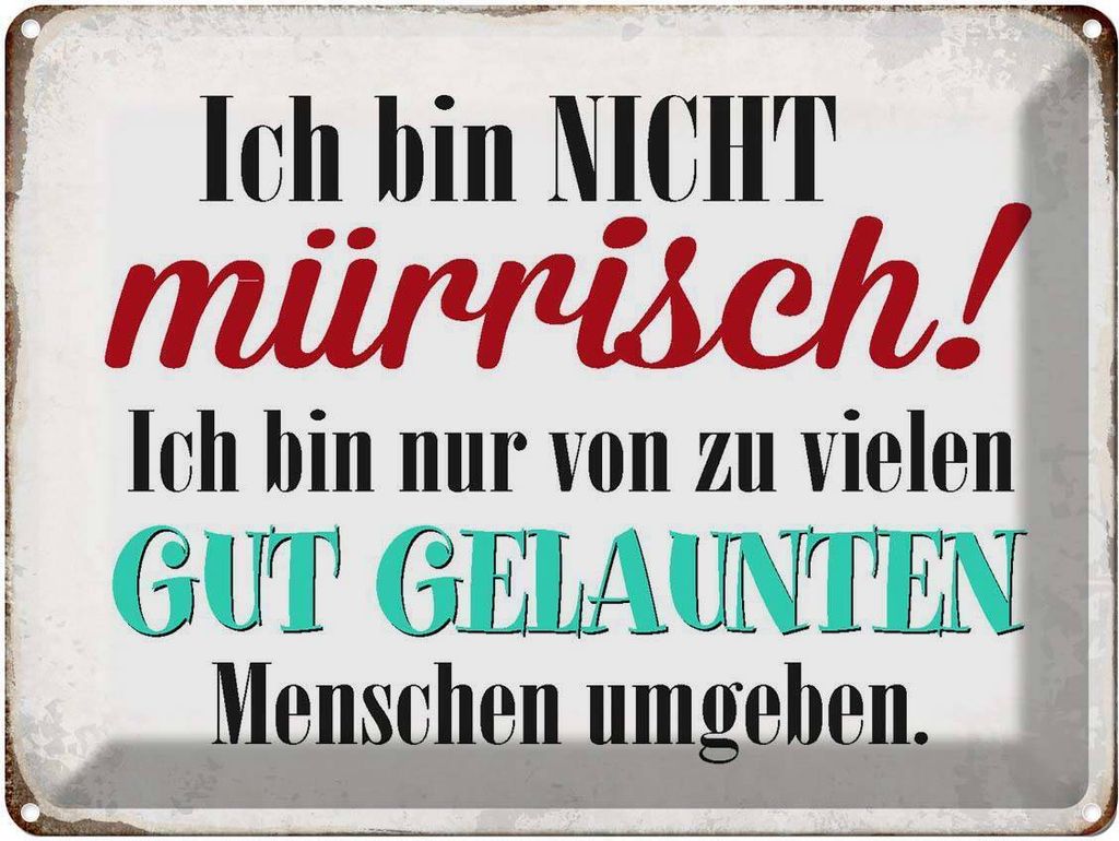 vianmo Blechschild 30x40 cm ich bin nicht mürrisch nur Produktbild 
