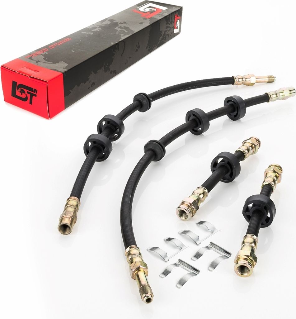 4x Bremsschlauch Set vorne hinten + Halteklammer für Seat Cordoba VW Polo 6K