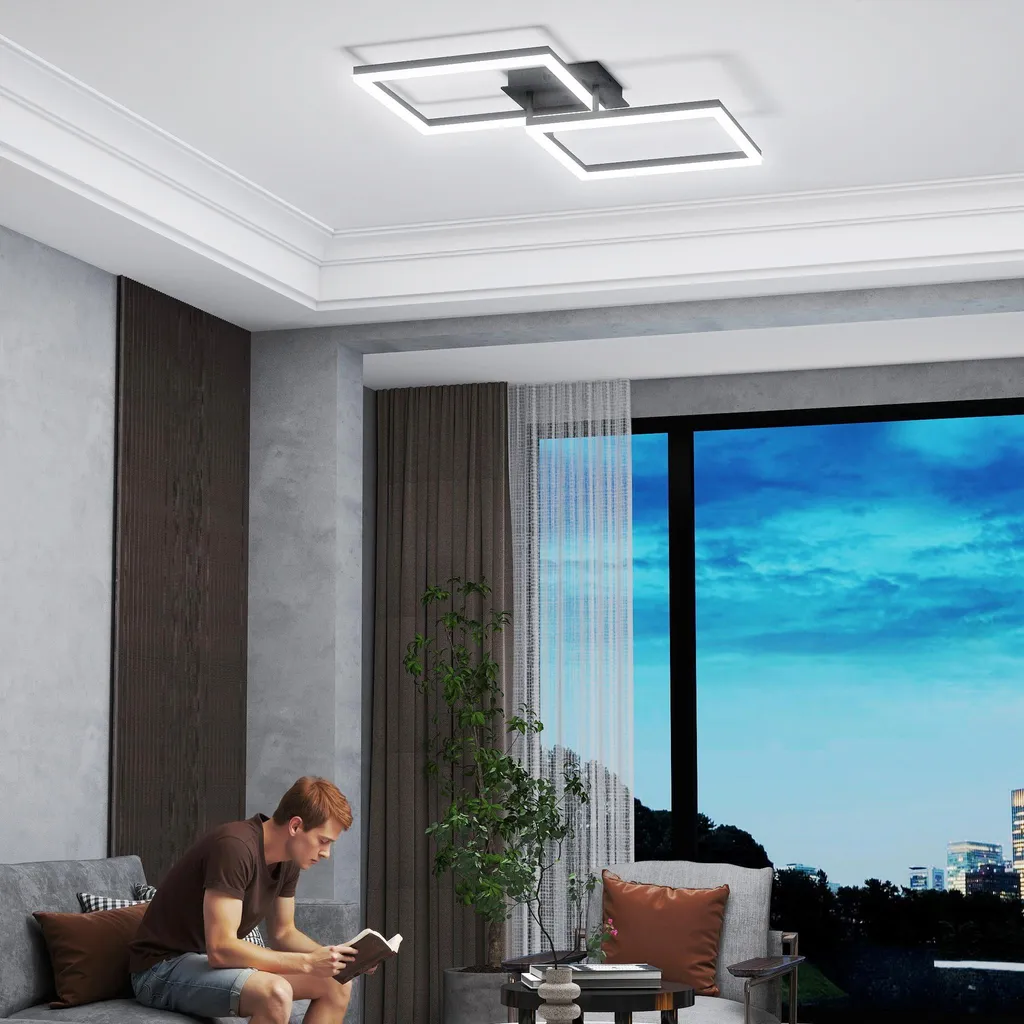 Plafonnier LED 48W à Angle Géométrique en Métal Blanc Style Moderne
