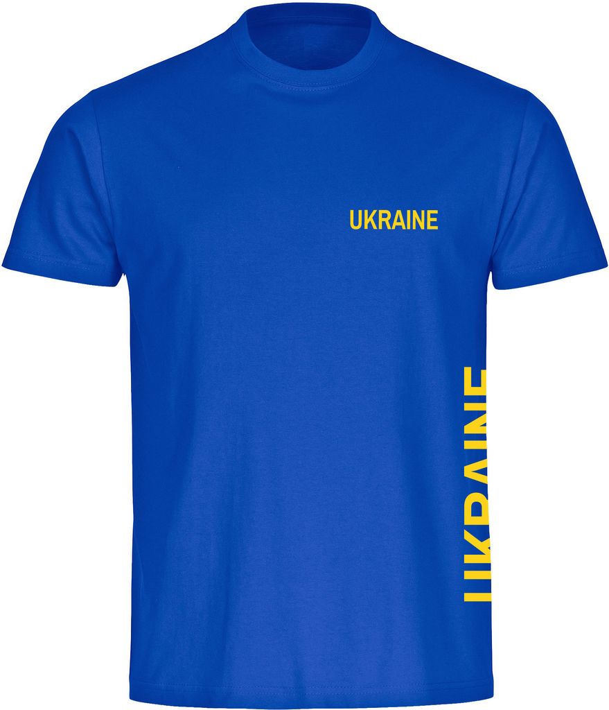 multifanshop Kinder T-Shirt - Ukraine - Brust & Seite, blau, Größe 164