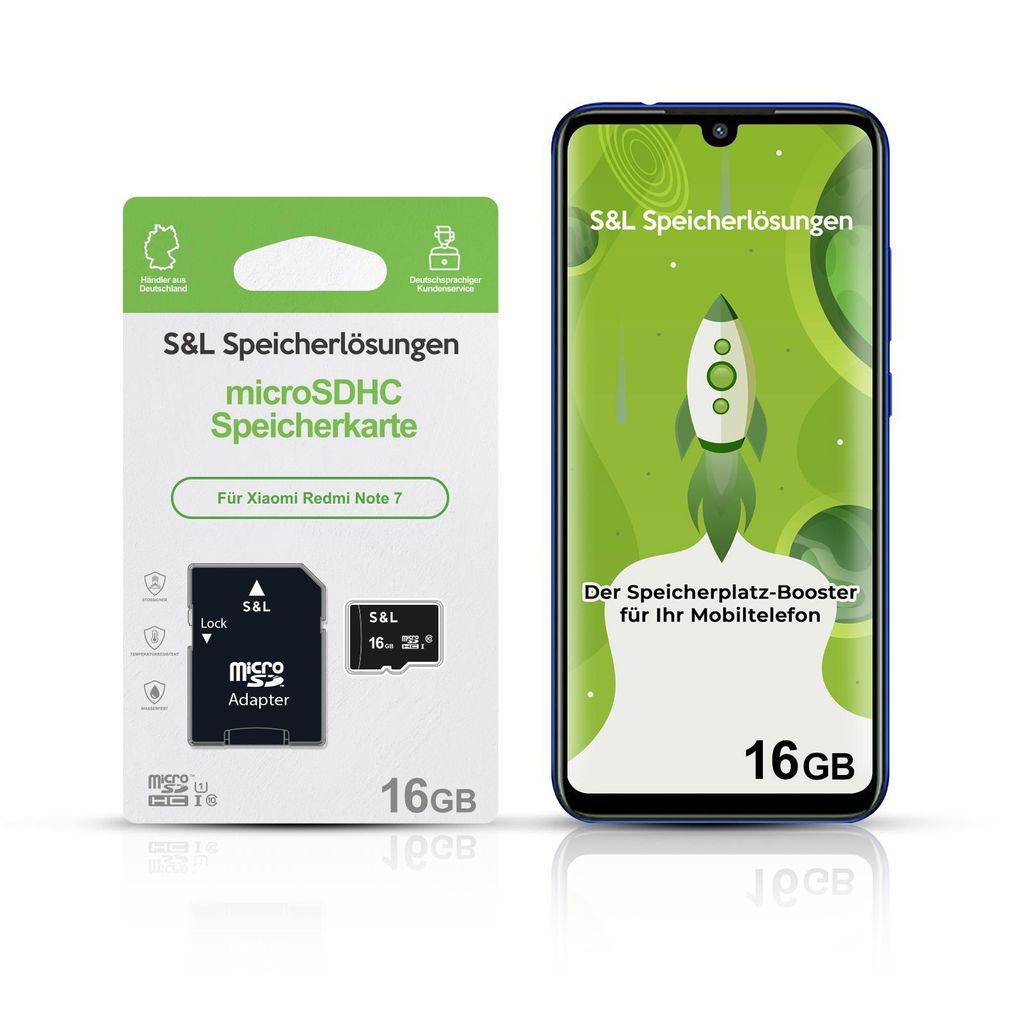 microSD Speicherkarte S&L für Xiaomi Redmi Note 7 - Speicherkapazität: 16 GB