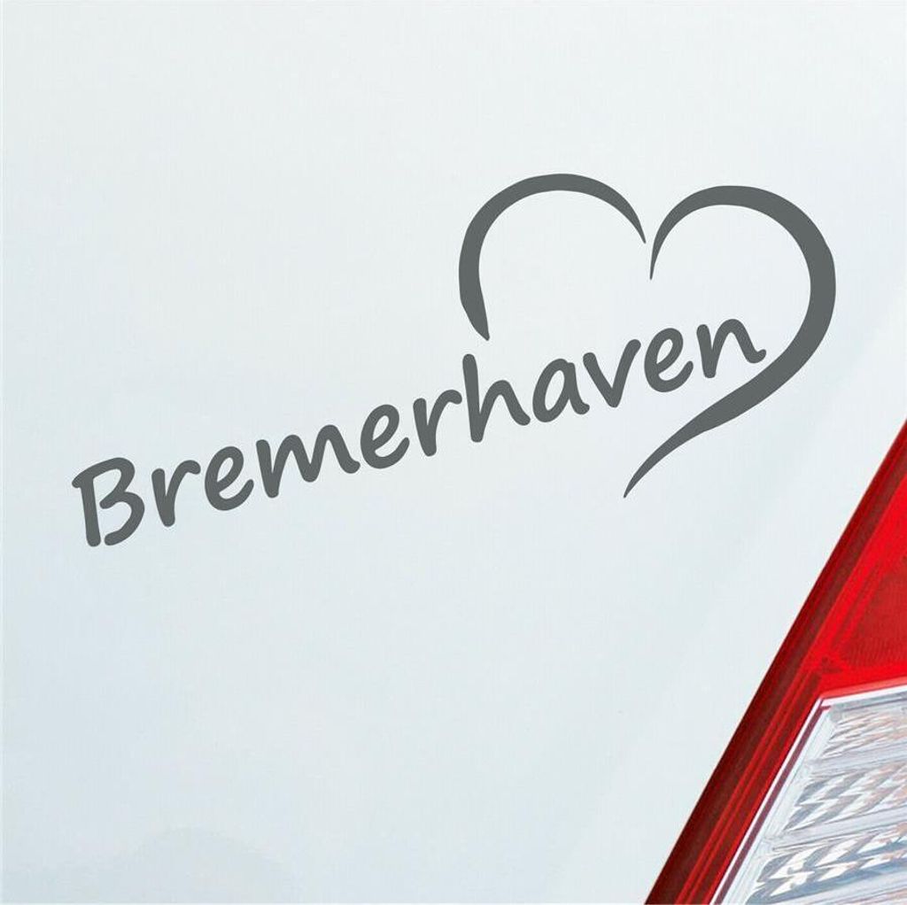 Auto Aufkleber Bremerhaven Herz Stadt City Liebe Love Heart 19x8 cm Grau Sticker Heckscheibenaufkleber