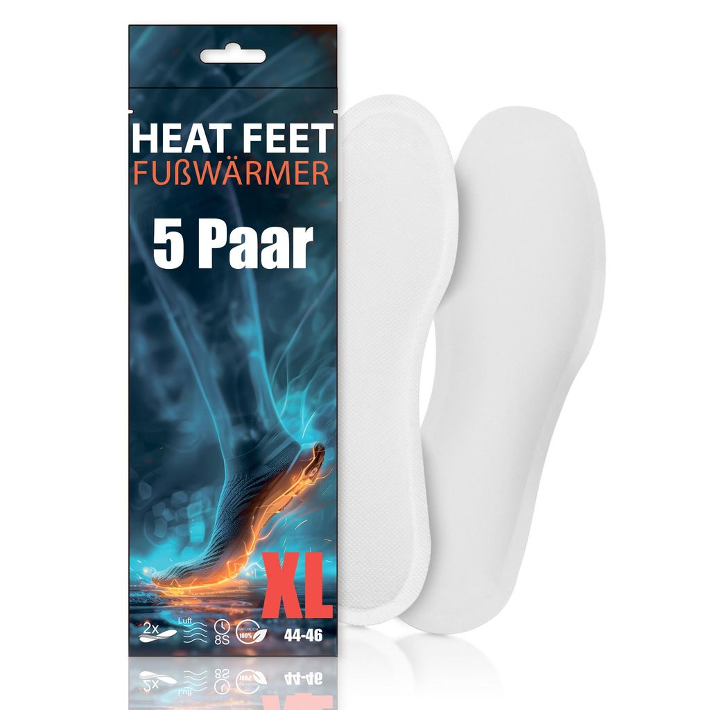 5 Paar HEAT FEET Wärmesohlen Heizsohlen Einlegesohlen Fußwärmer 8h Wärme für Schuhgröße 44-46 ideal für Winter Outdoor Sport Weihnachtsmark...