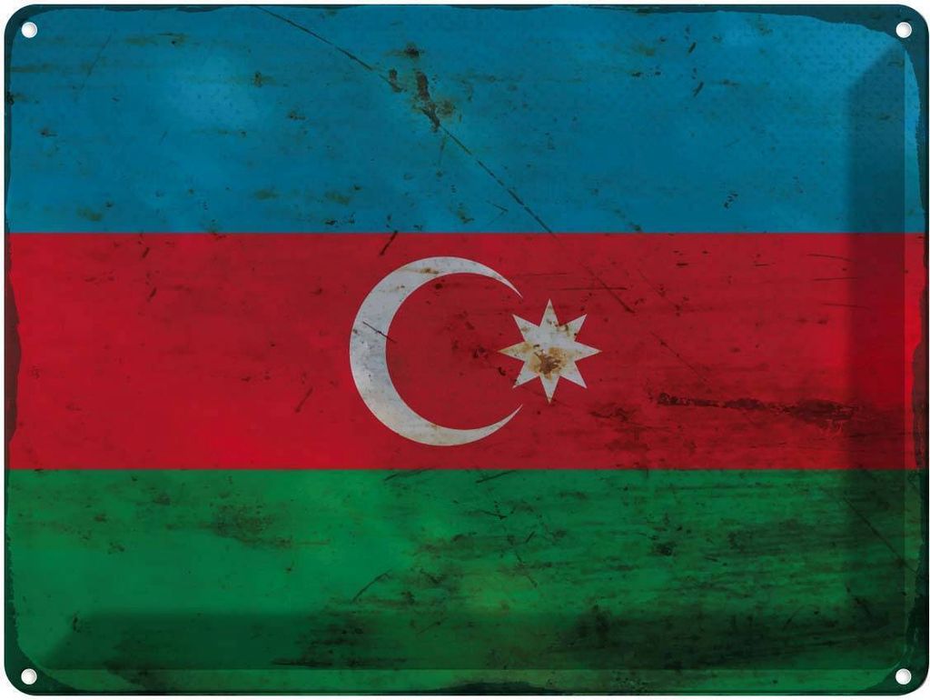 vianmo Blechschild 30x40 cm Aserbaidschan Azerbaijan Flagge Fahne Wappen