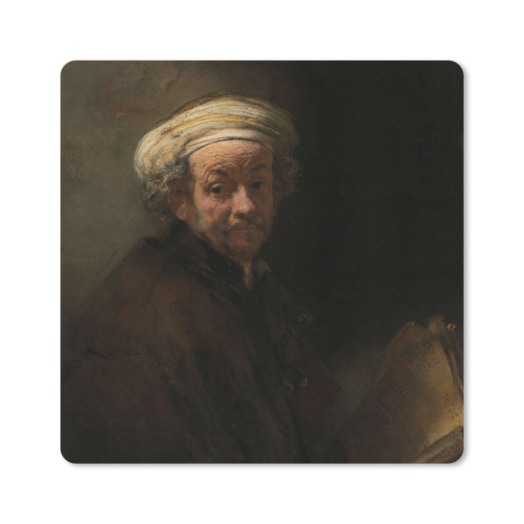 MuchoWow Mauspad Mousepad Selbstbildnis als Apostel Paulus - Gemälde von Rembrandt van Rijn 20x20 cm - Mousepads - Maus Mat - Pad - Mausunterlag...