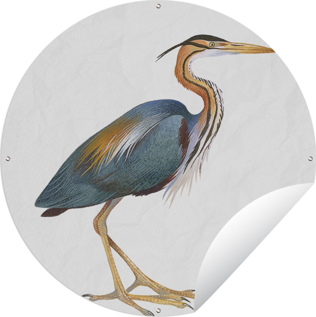 MuchoWow Gartenposter Outdoor-Poster Rund Vogel - Federn - Aquarell Ø 60 cm Gartendeko Rundes Poster draußen