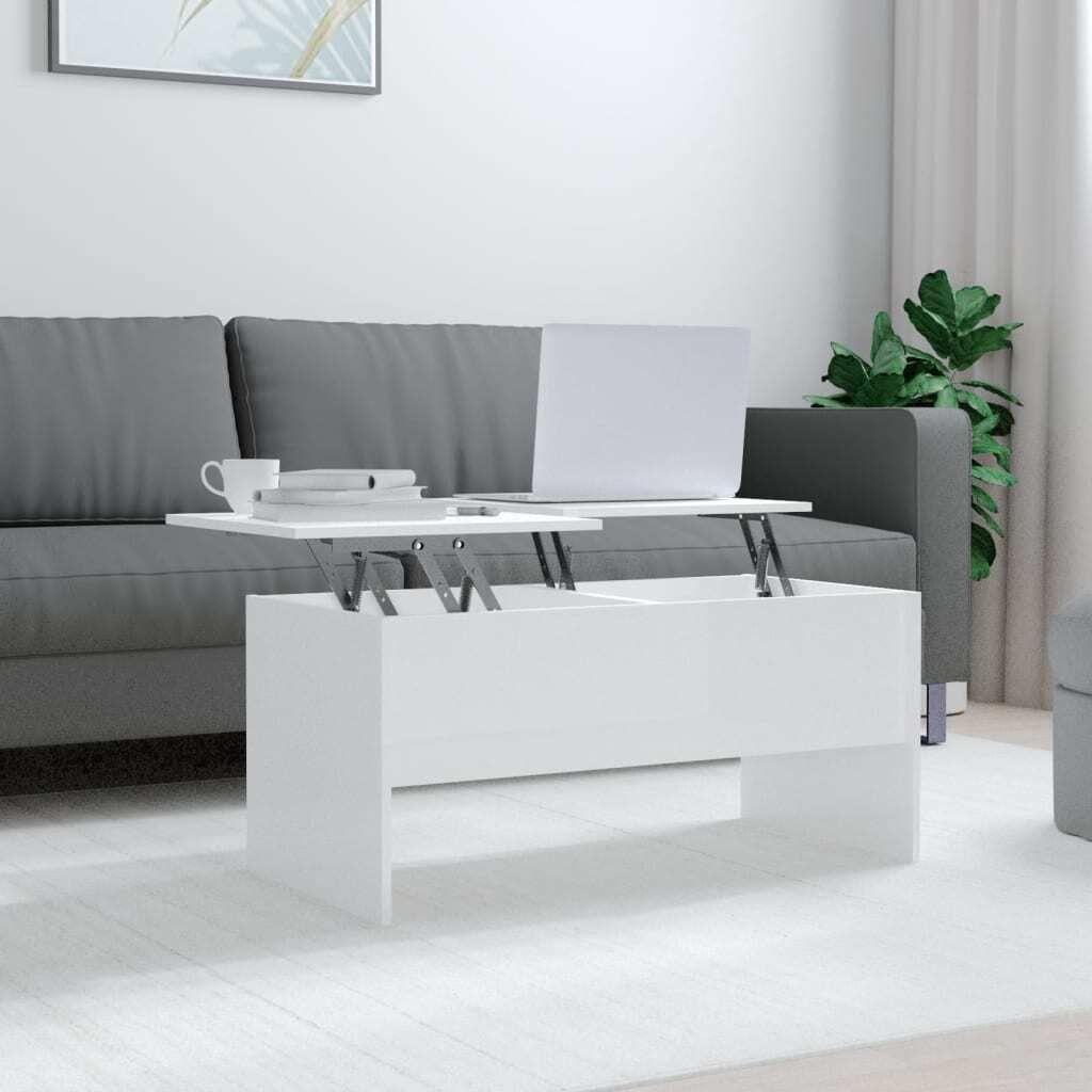 Maison Exclusive - Couchtisch Hochglanz-Weiß 102x50,5x46,5 cm Holzwerkstoff