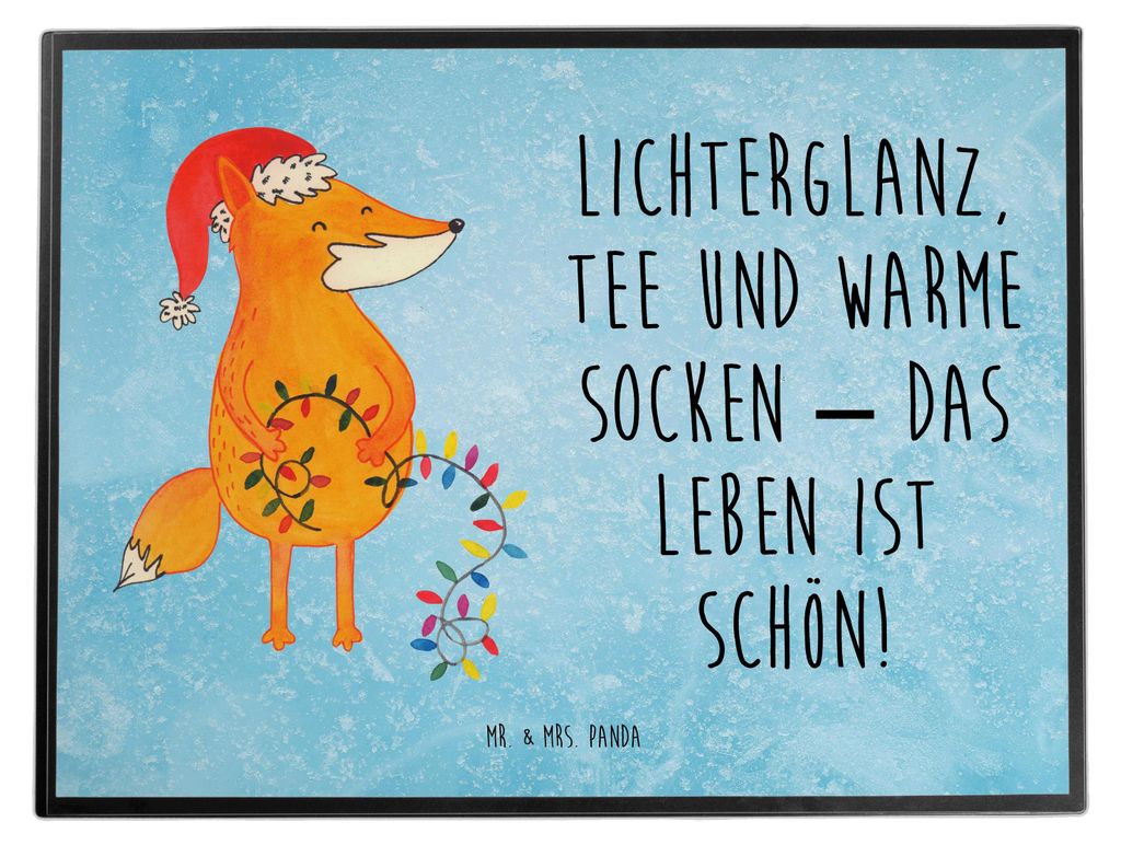 Mr. & Mrs. Panda schreibtischschutz Fuchs Weihnachten - Eisblau - Geschenk, schreibtischunterlagen, schreibtischauflagen, malunterlage, Winter, tis...