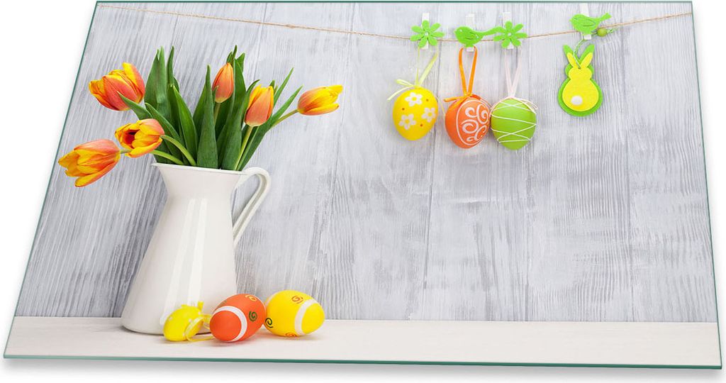 Herdabdeckplatte Glaskeramik 1 Teilig 80x52 Ostern Bunt Abdeckung Glas Spritzschutz