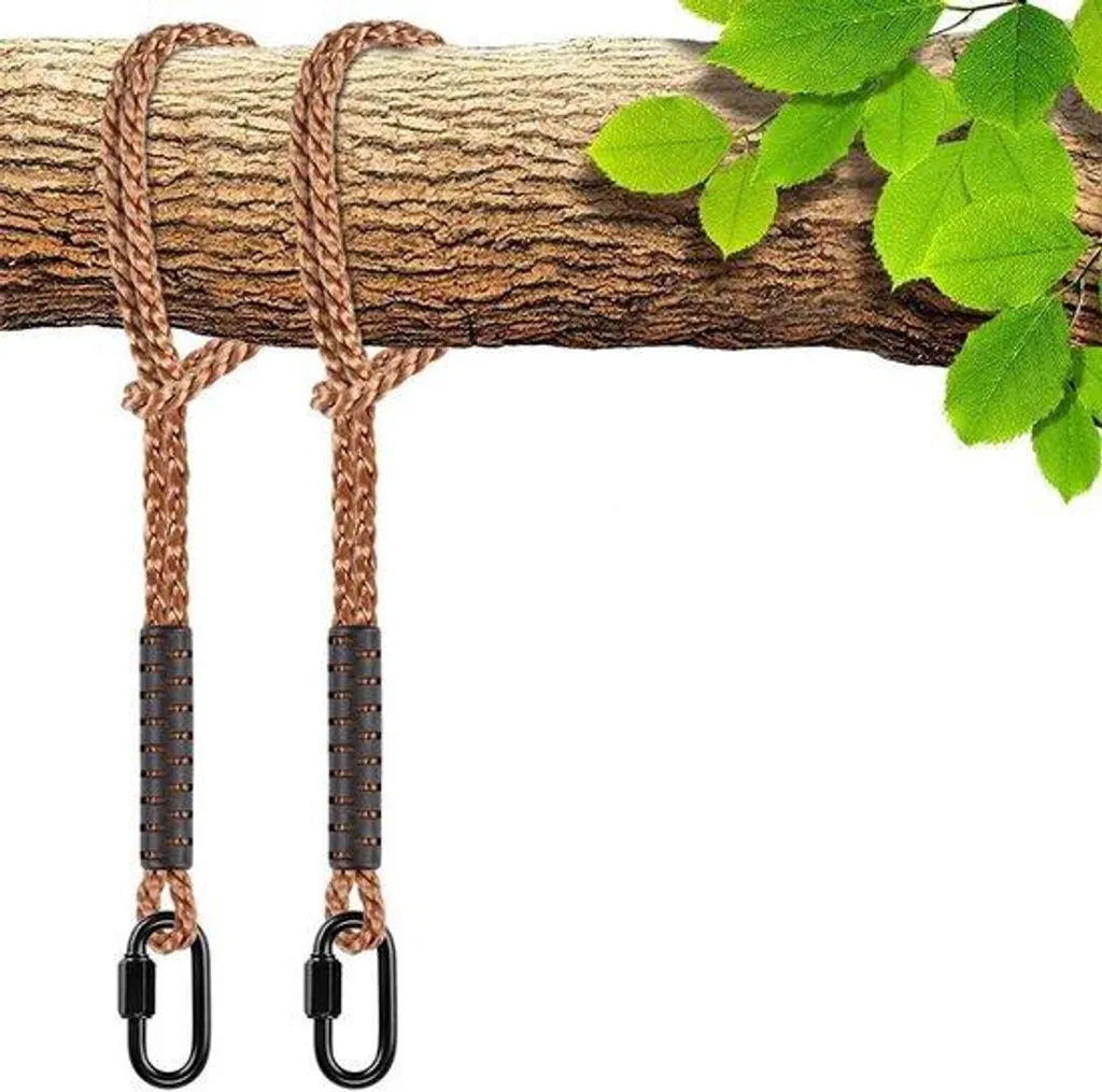 Kit de suspension pour hamac noir 2 pièces avec mousquetons en acier