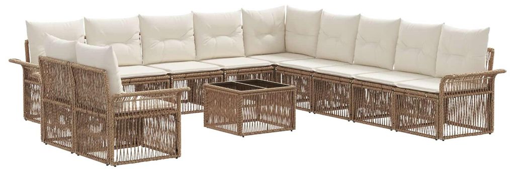 Gartensofa-set 12 pcs Beige Poly-Rattan