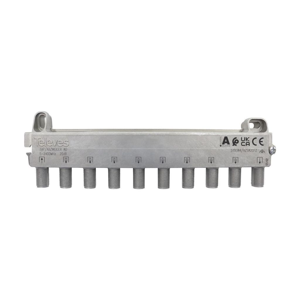8-fach Abzweiger 5–2400 MHz, 20dB, Zamak, F-Anschlüsse, DIN