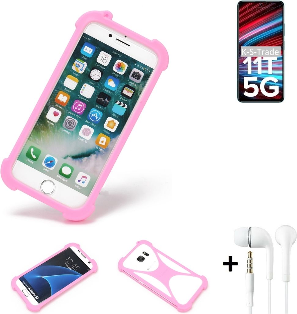 K-S-Trade Bumper + Kopfhörer kompatibel mit Xiaomi Redmi Note 11T 5G Handy Hülle Schutzhülle Silikon Schutz Hülle Cover Case Silikoncase