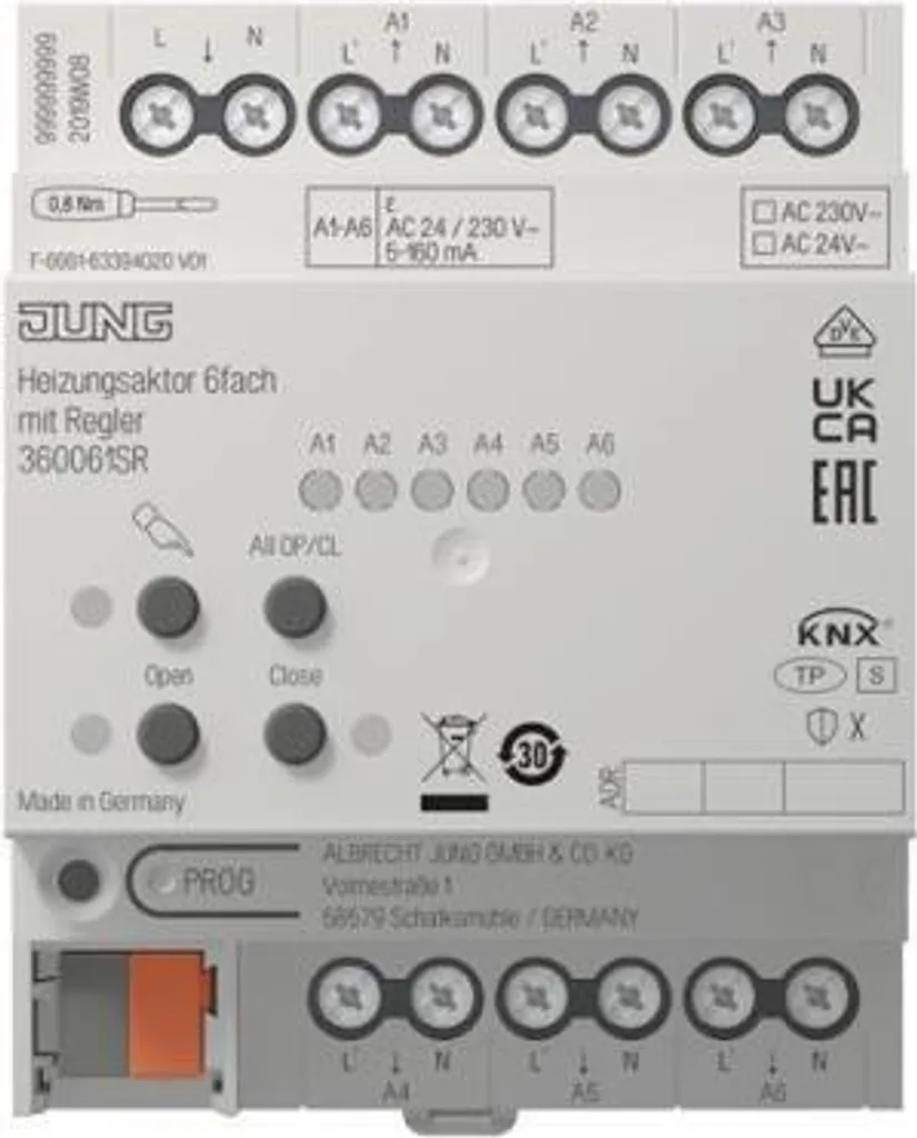 Régulez votre chauffage KNX avec l'actionneur Jung 36006 1S R 6 sorties