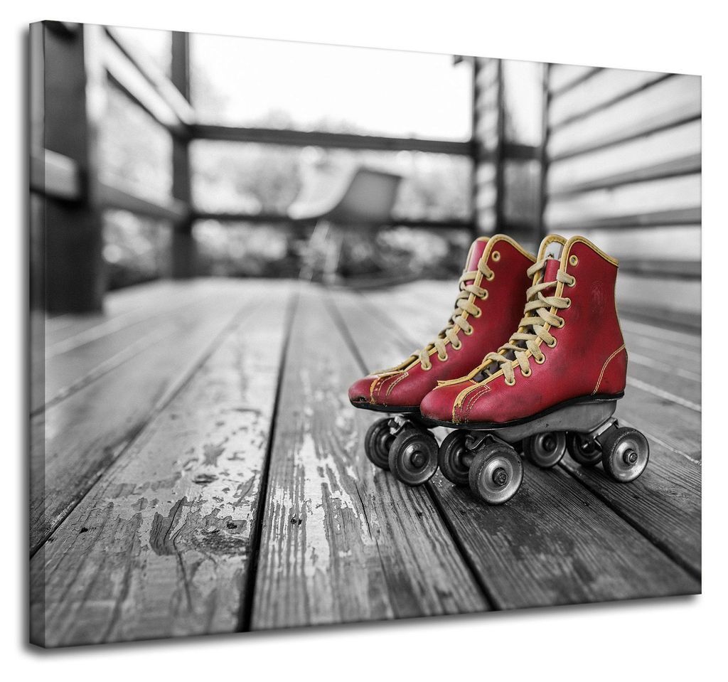Leinwanddruck Vintage rote Rollschuhe 100x80 cm