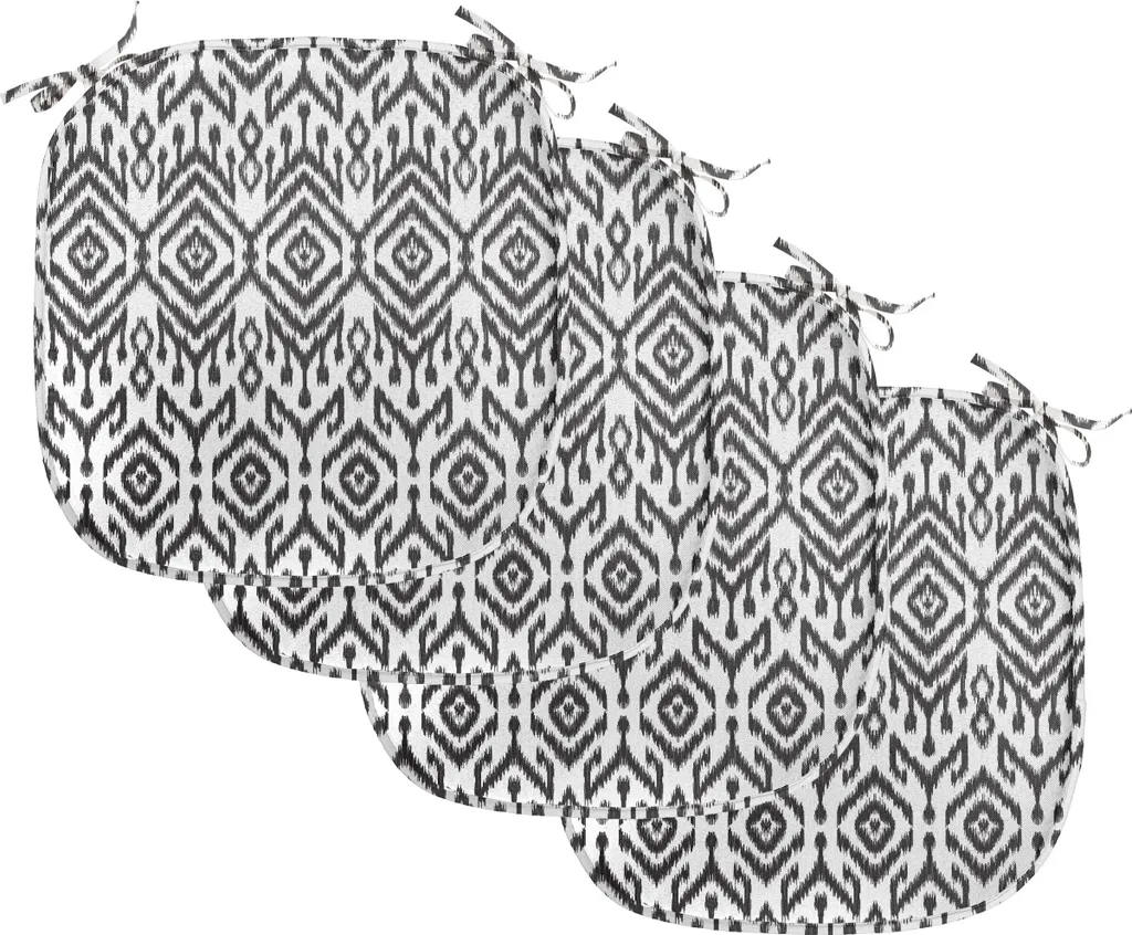 Set 4 Cuscini Sedie 40x40 Impermeabili ABAKUHAUS Scribble Ikat Bianco Nero