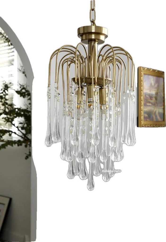 Kronleuchter, Elegantes Design, Verstellbare Kette, Helle Beleuchtung, Transparent -30, 3-Farben Licht, Kupfer beschichtet