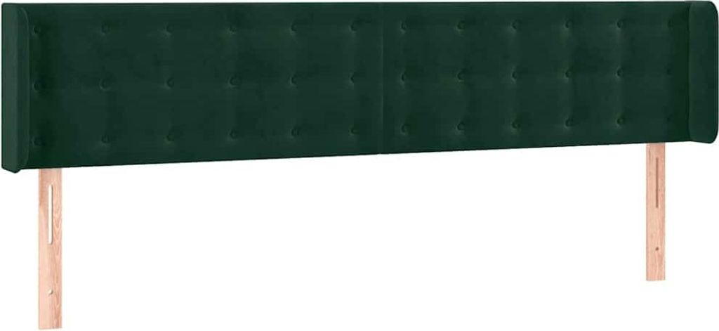 vidaXL Kopfteil mit Ohren Dunkelgrün 203x16x78/88 cm Samt