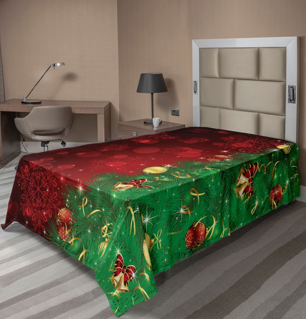 ABAKUHAUS Weihnachten Bettlaken, Trippy Xmas Tree Hintergrund traditionelle Rituale unter dem Motto Jingle Artisan Design, weiches bequemes oberes ...