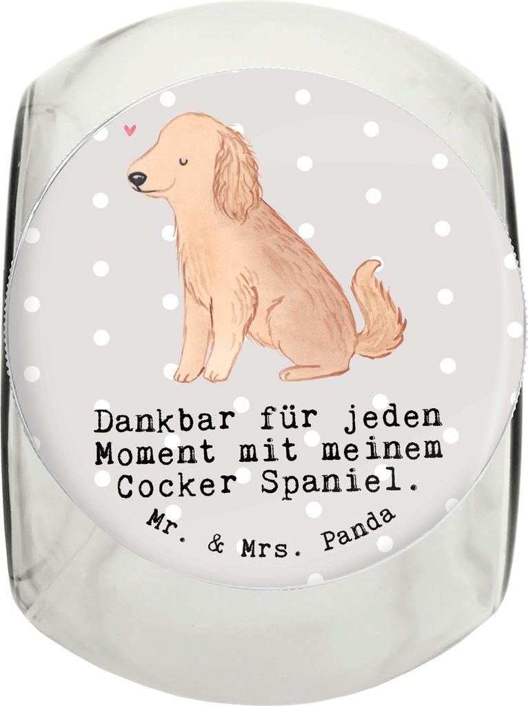 Mr. & Mrs. Panda Dose Cocker Spaniel Moment XL 2000ml - Grau Pastell - Geschenk, glasbehälter, Dekoglas, Keksdose, Aufbewahrungsdose, Englische Co...