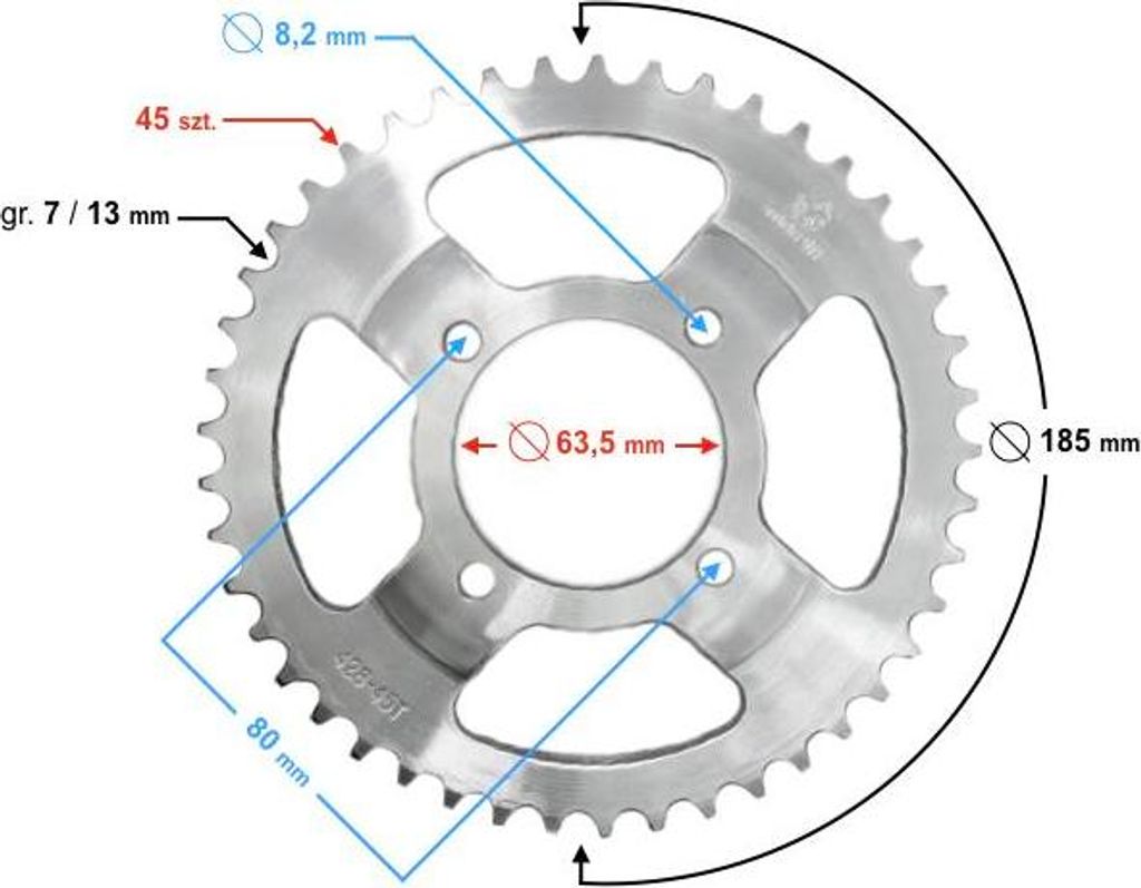 Hinteres Kettenrad 45/428