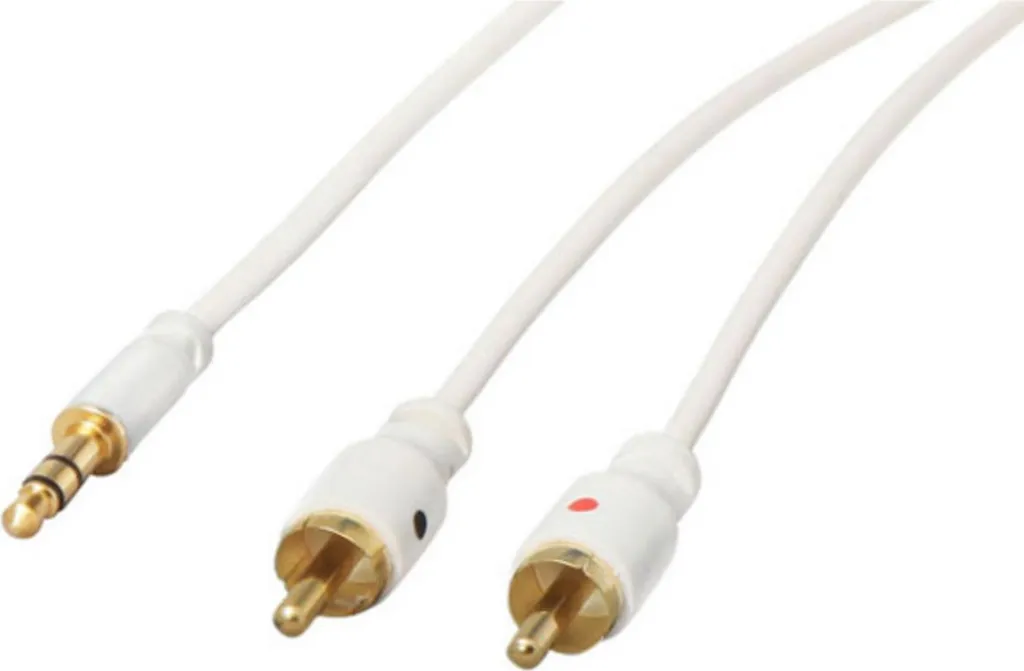 Câble Audio Jack RCA Ultra Fin 1,5m avec Contacts Or S/CONN Blanc 33983-W