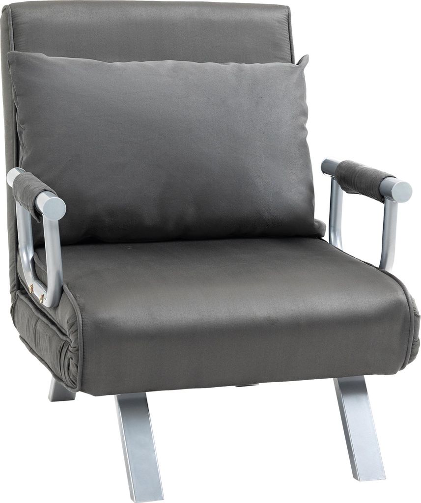 Relaxsessel – Liegesessel mit Liegefunktion, auch als Gästebett nutzbar, 65 × 69 × 80 cm, Grau