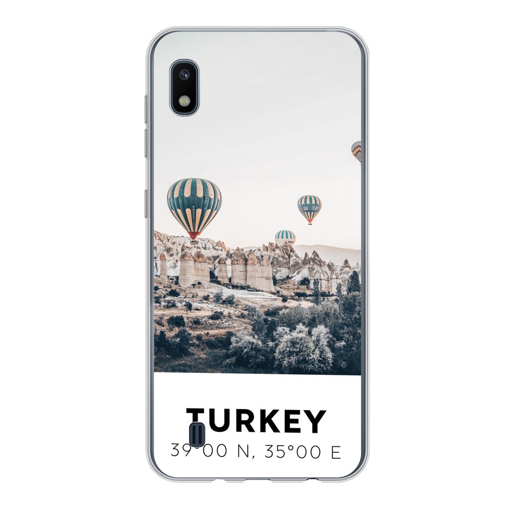 MuchoWow Handyhülle Schutzhülle Hülle für Samsung Galaxy A10 Heißluftballon - Türkei - Sommer - Grau Silikon Softcase Handy Hülle - Schutz...