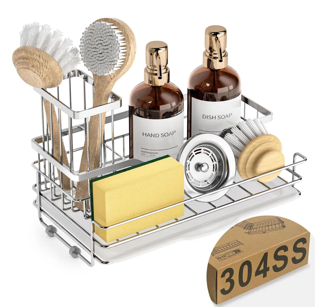 Porte-éponge cuisine inox 304 antirouille avec base antidérapante stable