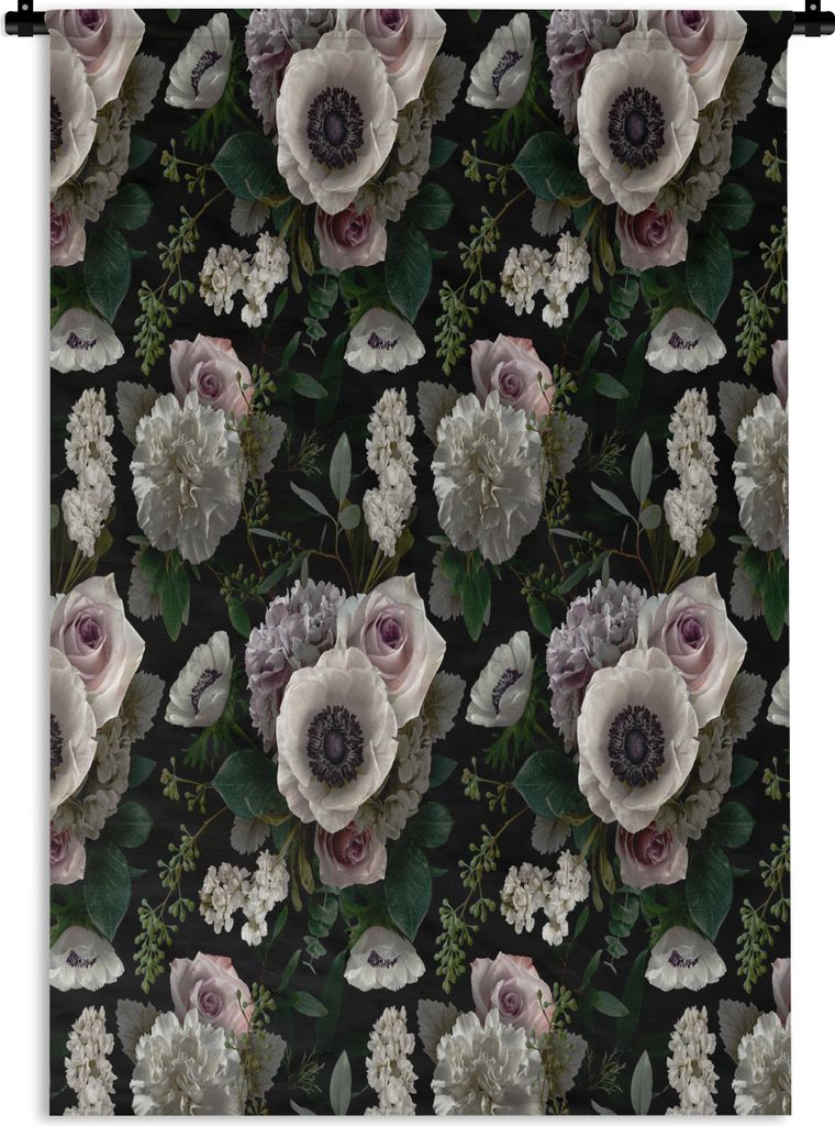 MuchoWow Wandteppich Wandbehang Blumen - Anemone - Rosa 90x135 cm Tapisserie Dekoration Wandtuch - Baumwolle - Wandskulptur
