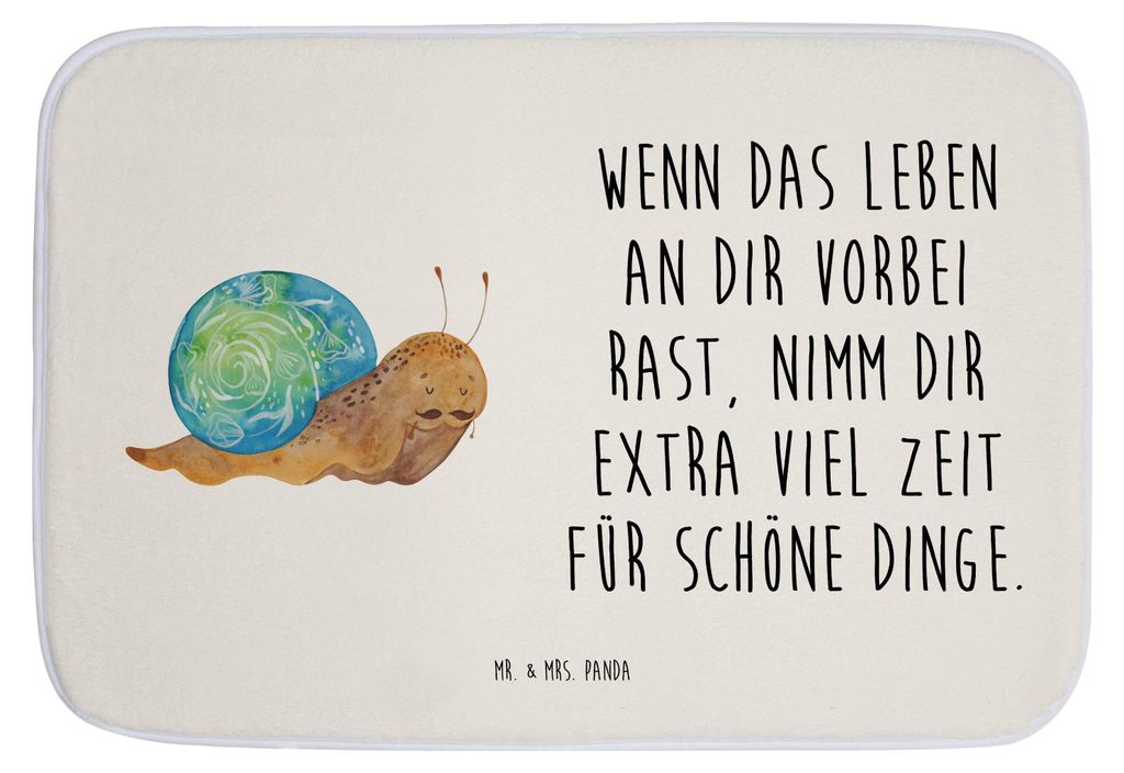 Mr. & Mrs. Panda Badteppich Schnecke Sir - Weiß - Geschenk, Badvorleger, Lebenszeit, Motivation, Duschvorleger, duschmatte, Zeit nehmen, Lustige S...