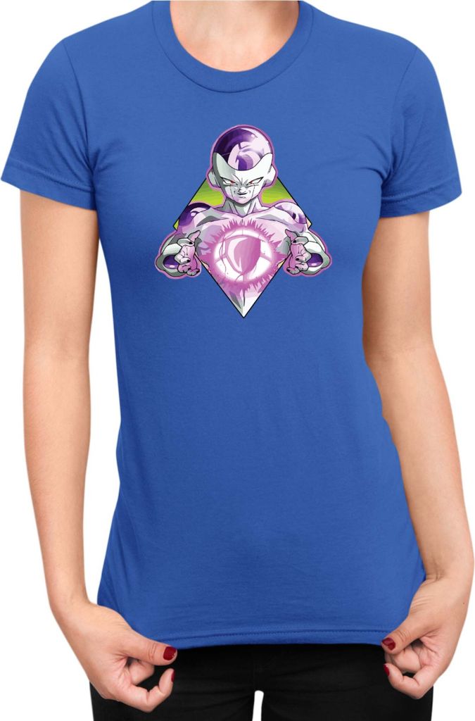 Damen T-Shirt Dragon Anime Manga Ball Z Frieza 04, Lady 2XL / Blau