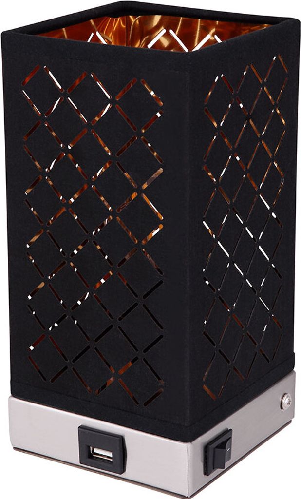 Wandleuchte, Textil, schwarz, goldfarben, USB, H 20,5 cm